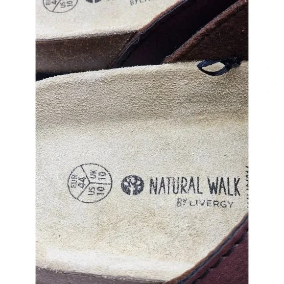 NATURAL WALK by Livergy Men's 2 Strap Buckle Brown Slip On Sandals Size 10 - Picture 8 of 10